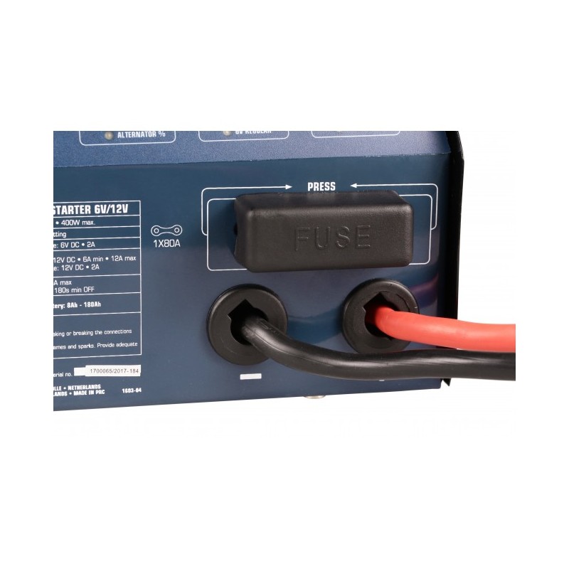 FERM BCM1020 Batterieladegerät/Starthilfe mit Amperemeter 6-12V, Ladestrom  2A, 6A, 12A, 2 Zangen im Lieferumfang